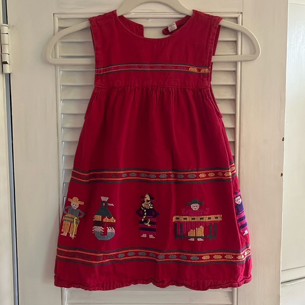 Guatemalan embroidered red cotton sundress